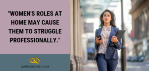 professional woman walking down the street with a quote about wives struggling with work life balance