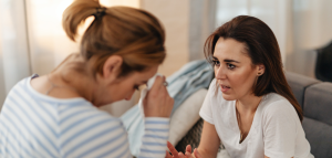 Couple having a serious conversation about their relationship